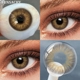 1 Pair Blue Color Contact Lenses Grey Pupils Fashion Natural Soft Lens Eye Makeup Contacts Cosmetics Color Lens Yearly