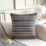 18x18Inch Boho Throw Pillow Covers Chenille Textured Striped 45x45cm Cushion Cover Sofa Pillow Cover for Living Room Home Decor