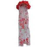 Vintage Halloween Rose Headband Retro Mesh Veil Gothic Bowknot Crown with Headscarf Red Simulation Rose Cosplay Headdress