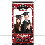 Popxstar 1PC 2025 Graduation Photo Booth Prop Frame Banner for Class of 2025 Graduate Party Shooting Photo Background Prop Decor Supplies