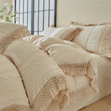 Popxstar  Large Tassel Style Bedding Set High Quality Skin Friendly Fabric Bed Sheet/Fitted Sheet Pillowcases Queen King Size Bed Set 4Pcs