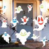 Popxstar 12Pcs Halloween Ghost Decoration Realistic Hanging Ghost with Glowing Face Outdoor Halloween Decor for Garden Yard