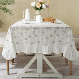 Korea Tablecloth Pure Cotton Lace-edge Tablecloth with Small Floral Patterns Fish Tail Embellishments Rectangular Tablecloth