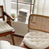 High-end tatami round dining chair strap chair cushion Japanese simple white square seat cushion sedentary