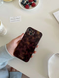 Retro Brown Amber Pattern Shockproof Protective Phone Cover Case for iPhone 17 16 15 14 13 12 11 Pro Max Plus Air