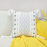 45x45cm Braided Plaid Boho Cushion Cover Geometry Embroidered Tassel Embroidery Lumbar Pillow Covers for Living Rooms Bedrooms