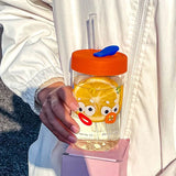 Cute Bubble Boba Pearl Milk Tea Straw Water Bottle High Borosilicate Glass Heat-resistant Leakproof Coffee Juice Cup Drinkware