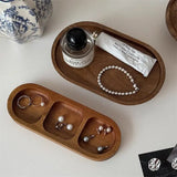 Popxstar Retro Japanese Solid Wood Tray Earring Jewelry Plate Perfume Shelf Cosmetics Storage Entrance Key Storage Tray Home Decorations