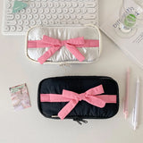Popxstar INS Style Korean Fabric Craft Pencil Case Minimalist Bowknot Buggy Bag Student Stationery Bag Desktop Storage Bag