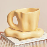 Popxstar Ceramic Mug with Saucer Coffee Cups and Saucers Home Office Tea Cup Coffee Cups Korean Mug Ceramic Plate