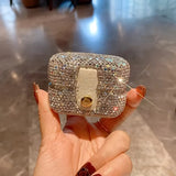 Square Artificial Diamonds Jewelry Box Elegant Desktop Ring Earring Organizer Multi-Layer Display Case Necklaces Bracelets