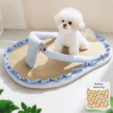 Cute Slipper Shaped Cat Cooling Mat Breathable Non Slip Dog Sleeping Bed Detachable Wear-Resistant Pet Sofa Bed Summer