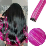 Popxstar 6pcs/pack Colored Party Highlights Clip in Hair Extensions for Girls 22 inches Multi-colors Straight Hair Synthetic Hairpieces