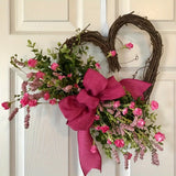 Popxstar  Handmade Artificial Flower Heart Wreath - Valentine's Day Mother's Day Gift, Festival Party Decor,Home Door Hanging Decoration