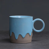 Creative Retro Coarse Ceramic Flow Glazed Coffee Cup Plate Set Latte Cup Home Makeup Cup