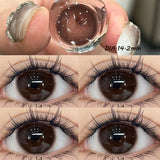 Popxstar 1Pair Brown Colour Contacts Lenses Circular Myopia Degree -0.00to-8.00 Natural Lenses Beauty Pupil