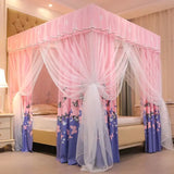 Double Layers Blackout Mosquito Net Princess Integrated Bedroom Dust Top Windscreen Bed Curtain with Bracket