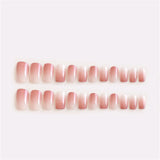 popxstar Medium Length Fake Nails 3D Flower Pearl Design Nude Pink Color Press On Nails Ballerina False Nail For Women DIY Manicure 24Pcs