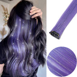 Popxstar 6pcs/pack Colored Party Highlights Clip in Hair Extensions for Girls 22 inches Multi-colors Straight Hair Synthetic Hairpieces