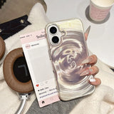 Shiny Purple Green Swirl Glossy IMD Phone Case For Iphone 17 16 15 14 13 Pro Max Full Soft TPU Cover Body Shell Protection Cases