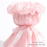 popxstar Sweets Princess Skirt Elastic Floral Yarn Pearl Silk Flower Wrapping Paper Materials Packaging Film For Flower Shop Bouquet