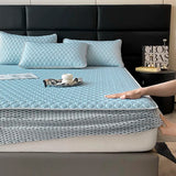 Popxstar Simple Thicken Latex Summer Mat for Bed High-quality Cool Feeling Fabric Fitted Bed Sheet Set Queen Breathable Ice Silk Bed Mats