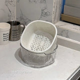 Popxstar ‌2-Tier Strainer Colander with Fruit Tray Dual-Purpose Kitchen Living Room Drain Basket Wash Vegetable Bowl Fruit Display Basket