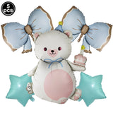 Popxstar  5pcs Bow Balloon Birthday Decorations Bow Tie Pink Balloon Bow Balloon Wedding Bride Shower Birthday Girl Decoration Bow Balloon