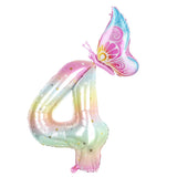 Popxstar  40Inch Colorful Gradient Number Balloon 0-9 Digit Foil Helium Balloon Butterfly Girl Birthday Party Decor Baby Shower Kids Gifts