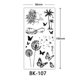 Popxstar Black Large Flower False Tattoo Sticker For Women Rose Peony Temporary DIY Water Transfer Tattoos Girls Hand back Body Art