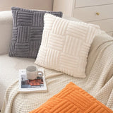 Popxstar  Solid color Shu cotton lint sofa throw pillow Modern simple living room sofa pillow Model room decorative bedside cushion
