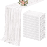 Popxstar 10PCS Set Semi-Sheer Gauze Wedding Table Runner Sage Green Cheesecloth Table Dining Party Christmas Banquets Arches Cake Decor