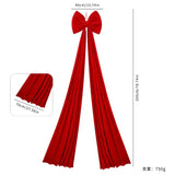 Christmas Bow with Long Streamers Christmas Tree Ornament Oversized Xmas Bowknot Soft Flocking Velvet for Home Party Wall Decor