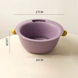 Popxstar  Kitchen Fruit Tray Removable Double Layer Fruit and Vegetable Basin Draining Basket Creative Household Washing Basket