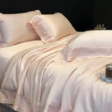 Popxstar  Lyocell Bamboo Fiber Luxury Embroidery Summer Quilt Soft Silky Thin Comforter Blanket With Bed Sheet Pillowcases Bedding Set