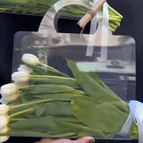 Popxstar New Transparent Flower Bag with Handle Fresh Flower Bouquet Wrapping Boxes Wedding Birthday Party Gift Rose Packaging Handbags