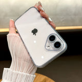 Popxstar  Fashion Tempered Glass Transparent Back Cover for iPhone 16 15 14 13 12 11 Pro Max 14/15/16 Plus Sparkling Powder Soft Edge Case