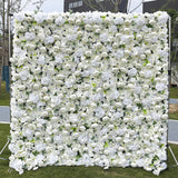 Popxstar 5D White Rose Cloth Flower Wall Artificail Fabric Roll Up Hydrangea Floral Wall Wedding Backdrop Decor Hang Curtain Photo Props