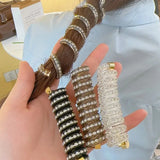 Popxstar 1/3Pcs Rhinestone Telephone Line Hair Loop Women Crystal Ponytail High Elastic Hairbands Girls Resin Hair Ties Hair Accessories