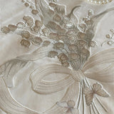 Popxstar  lily of the valley Embroidery Ruffles Princess Bedding Set Velvet Warm Winter Duvet Cover Flat/Fitted Bed Sheet Pillowcases 4Pcs