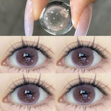 1 Pair Hot Sale Korean Color Contact Lenses Blue Graduated Lens Soft Purple Big Beauty Pupil Degrees 0~-8.00 Myopia
