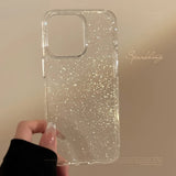 Popxstar Clear Glitter Phone Cases for iPhone 15 Pro Max Plus 14 13 12 11 Jelly Minimalist Transparent Protective Phone Covers