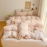 Popxstar  Class bed new cream wind solid color bed sheet four-piece set student quilt cover four-piece set household