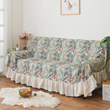 Popxstar  Ruffled Solid Color Sofa Covers Four Seasons Washable Cotton Linen Dustproof Couch Slipcovers Bohemian Decor Furniture Covers