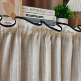 popxstar Japanese Beige Stripe Sheer Curtains with Black Edging Short Half Voile Curtain for Kitchen Privacy Partition Home Decoration