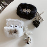 Popxstar  DIY Star Soft Plush Headphone Case For Airpods 1 2 3 Pro Silicone Protective Cover For AirPods Pro 2 With Pearl Love Pendant