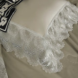 Popxstar  3/5Pcs Lyocell Cotton Soft Silky Embossing Quilted Bedspread, Bed Cover, Mattress Topper Coverlet, Bedsheet, Lace Pillowcases