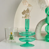 Popxstar Red Glass Candle Holders Taper Candle Stand Christmas Candle Holder Candlestick Holder Christmas Decor Green Glass