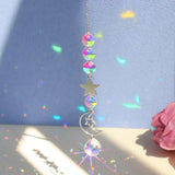 Popxstar Crystal Wind Chime Moon Sun Catcher Diamond Prisms Pendant Gift of Good Luck Outdoor Rainbow Hanging Drop Home Garden Decor