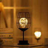 Popxstar  1PC Indoor Iron Wire Cage Design Night Light,Battery-Powered LED Lamp, Decorative Table Lighting for Bedroom, Living Room